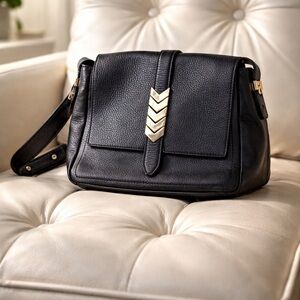 Versace Black Crossbody Bag with Gold Accents